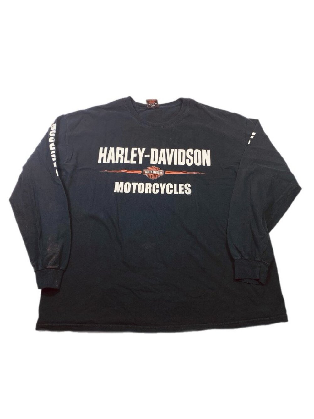 Harley-Davidson Vintage 2002 Spell Out Graphic Long Sleeve Shirt Black White XXL